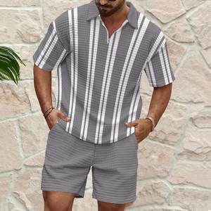 Ensemble T-shirt et Short Homme Sport Décontracté Col Polo Zippé Qualité Boutique Coupe Ample Respirant avec Cordon de Serrage pour l'Été - Product Image 3