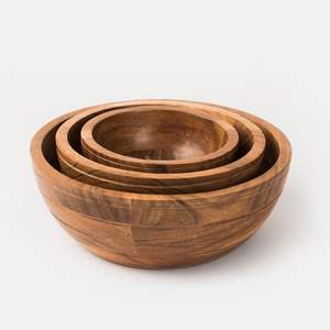 Tazón de Madera Multiusos Hecho a Mano, Tazón Redondo de Madera de Acacia, Tazones Antiguos para Cena, Tazones Ecológicos de Madera para Servir - Product Image 2