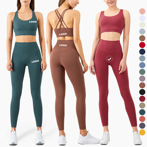 Ensemble de yoga 2 pièces pour femme, personnalisé, écologique, comprenant un soutien-gorge de sport court à une épaule et un legging sans manches - Product Image 1