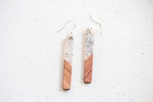 Handmade Natural <b>Resin</b> & Wood Drop Earrings for Women Lightweight Boho Dangle Natural Pearl Party Jewelry Gift - Product Image 3