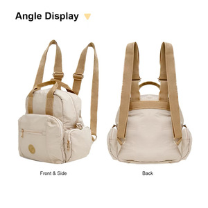 Mini sac à dos en toile de forme carrée, imperméable, avec fermeture éclair, sangle détachable, pour usage quotidien décontracté, sac à dos pour femme, qualité supérieure, effet froissé - Product Image 6