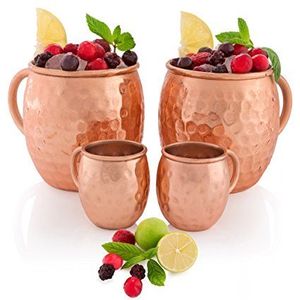 Hammered copper beverage mug set premium <b>reusable</b> cocktail drink <b>cups</b> handmade metal serving collection - Product Image 2