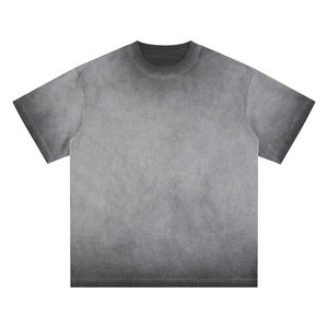 Camiseta de punto casual para hombre, cuello redondo, manga corta, color gris liso, corte regular, teñido liso - Product Image 5