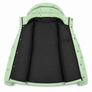 Blouson d'hiver matelassé de qualité supérieure, imperméable, en nylon, avec rembourrage thermique, capuche fixe et fermeture à boutons-pression, pour l'extérieur - Product Image 5