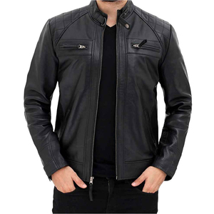 Chaqueta de Motociclista de Cuero Genuino Nueva, para Hombre, con Cuello Alto, Tela de Lona, Transpirable, Impermeable, para Verano e Invierno, Personalizable, Económica - Product Image 1