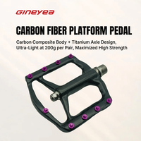 Pedales de Bicicleta MTB BMX Ultraligeros de Fibra de Carbono, Plataforma Plana con 8 Rodamientos Sellados para Eje de Titanio C060 GINEYEA, Bicicleta de Montaña