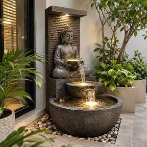 Fuente de Agua de Buda de Lujo de 5 Pies, Fuente de Piedra con Cascada para Interiores y Exteriores, Fuente de Meditación con Estatua - Product Image 3