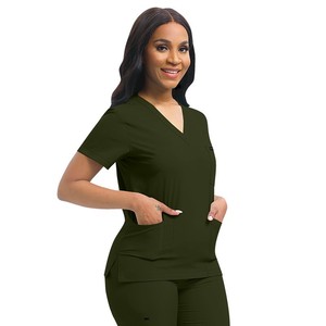 Women <b>Purple</b> <b>Scrub</b> Set V-Neck Top With Pockets And Jogger Pants Hospital Uniforms Polyester Cotton Knitted Fabric - Product Image 5