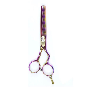 Ciseaux de coiffure professionnels japonais en acier inoxydable à dents fines, pour droitiers, finition or violet - Product Image 3