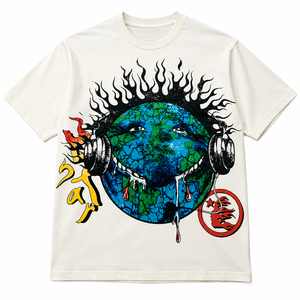 Camiseta personalizada con cuello redondo, estilo vintage, estilo urbano, manga corta, de algodón, para un uso cómodo unisex. - Product Image 1