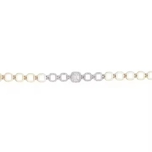 Customized Round Shape Moissanite Diamond Bracelet Bezel Setting 18K Yellow Gold Diamond Bracelet for Both <b>Men</b> and Women - Product Image 2
