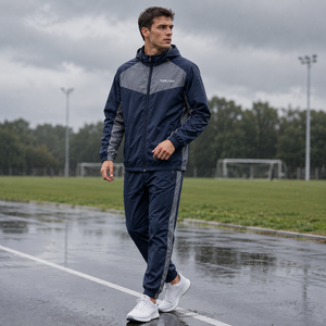 Chaqueta Deportiva Impermeable con Capucha y Logotipo Personalizado, Pantalones con Forro de Malla Transpirable y Bolsillo Trasero con Cremallera, Venta al Por Mayor - Product Image 6