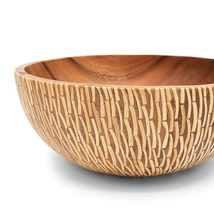 Tazón de Madera de Acacia Suar Hecho a Mano y Ecológico con Incrustaciones de Cáscara de Coco Blanca de 30 cm x 25 cm, Tazón para Servir de Grado Alimenticio de Bali - Product Image 1