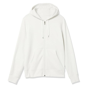 Sudadera con Capucha Blanca para Hombre, Cierre de Cremallera, Corte Regular, Estilo Casual para Otoño, 100% Algodón, Felpa Francesa, Color Sólido - Product Image 5