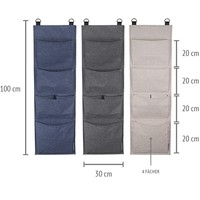 Organisateur de rangement suspendu en métal MA62GR avec 4 grands compartiments à fermeture velcro pour le rangement des vêtements dans la garde-robe