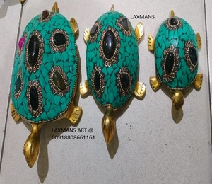 Tortuga de metal con cuentas trabajo estatuas decorativas estatuas de elefante de metal con piedra trabajo estatua decorativa de metal tortugas hechas a mano - Product Image 3