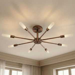 Lustre Sputnik en laiton de style moderne du milieu du siècle, luminaire de plafond géométrique pour salon, lumière personnalisée - Product Image 2