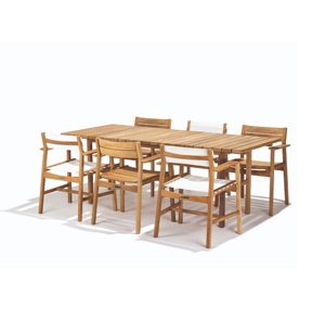 Table à manger rectangulaire en bois massif, design scandinave, moderne, écologique, imperméable, durable, stable, meubles de maison, utilisation en extérieur - Product Image 2
