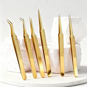 Morje Surgical Precision Stainless Steel <b>Eyelash</b> Tweezers Set Blue Handle Smooth Tip 10mm 4pcs - Product Image 4