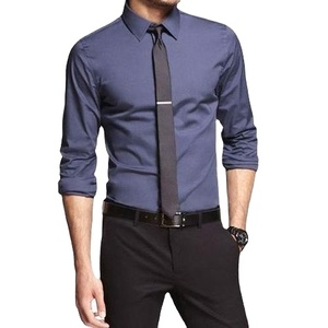 Camisa Formal de Alta Calidad para Hombre, Manga Larga, Color Sólido, Transpirable, Tela Ancha 100% Algodón Premium, Logotipo Personalizado - Product Image 3