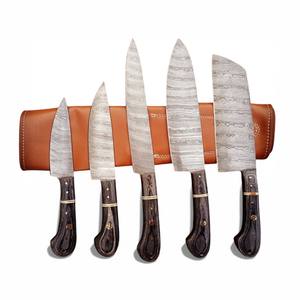 New Damascus Steel <b>Knife</b> <b>Set</b> 5 Pcs High Quality Olive Wood Handle Japanese Style Kitchen <b>Knives</b> OEM/ ODM Support Low Moqs - Product Image 1