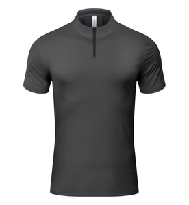 Chemise à col roulé à demi-zip en coton personnalisée de haute qualité, à manches courtes, en tissu respirant, impression numérique pour hommes - Product Image 4