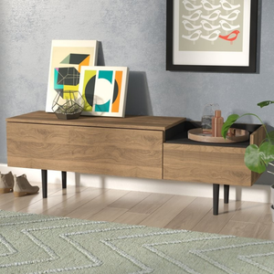 Mueble de TV Moderno Minimalista de Madera con Almacenamiento para Sala de Estar, Diseño de Montaje en Suelo - Product Image 4