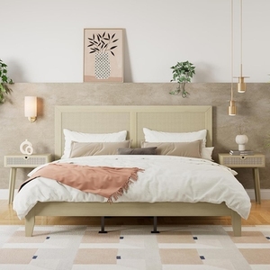 Diseño de alta calidad, cama de madera maciza para dormitorio, la mejor estructura de cama de madera maciza, muebles de lujo con piecero, tamaño King, hechos a mano, a la moda. - Product Image 5