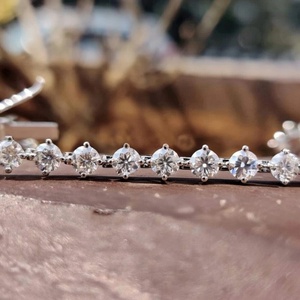 925 Sterling Silver Gold Plated Moissanite Tennis Bracelet Round Cut <b>Iced</b> Out Luxury Unisex - Product Image 5