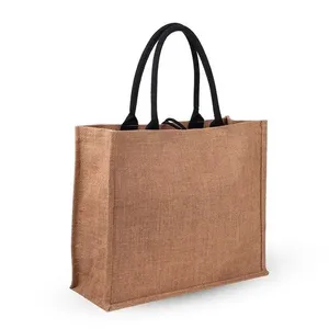 Sacs fourre-tout personnalisés en chanvre et jute pour femmes, imprimés avec logo, écologiques, réutilisables, pour cadeaux de demoiselles d'honneur et mariages, vente en gros - Product Image 3