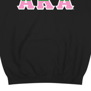 Sudadera con Capucha de Dos Tonos con Letras AKA, Sudadera de Forro Polar Premium, Ropa Personalizada para Hermandades Griegas, para Mujer, en Negro, Verde y Rosa - Product Image 3