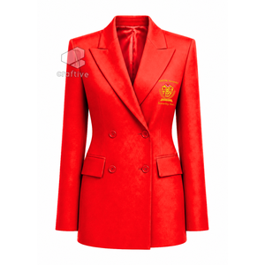 NSPDK Sorority Women's Double Breasted Blazer Red Embroidered Peak Lapel Tailored Formal Business Office <b>Suit</b> Jacket - Product Image 1