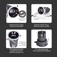 Spot LED encastré étanche IP65 7W 10W 12W 18W 28W 25 °   Ajustable à 360° °   Downlight rotatif anti-éblouissement CRI92