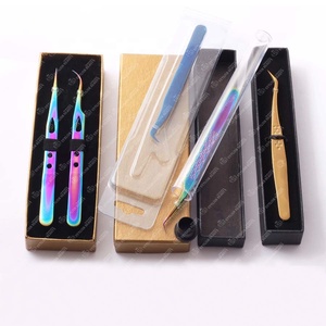 Custom All-Color Stainless Steel Lash Extension Tweezers <b>Strong</b> Hold Slim Straight Volume Fiber Tip with <b>Box</b> Packing - Product Image 6