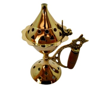Brûleur d'encens en laiton fini, design personnalisé, doré, pour la maison, l'hôtel, le bureau, l'église, accessoires de parfum d'ambiance, objet décoratif - Product Image 1