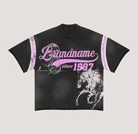 T-shirt en coton 100% de haute qualité avec logo imprimé sur écran, ensemble de 2 pièces pour homme, effet peinture, 2 tons, streetwear respirant
