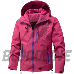 Chaqueta Impermeable con Capucha Unisex Bloodline, Manga Larga, Estampada, Azul Claro, Ropa de Invierno para Exteriores - Product Image 2