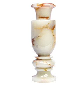 Vase à fleurs en onyx blanc antique, 12 pouces de haut, fait main, tons bruns, pierre naturelle élégante, décoration intérieure, cadeau pour les designs de salon - Product Image 4