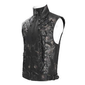 Men's Fashion Black <b>Gothic</b> Punk Studded Stand Collar Waistcoat Casual Vest Top Sell 2026 - Product Image 3