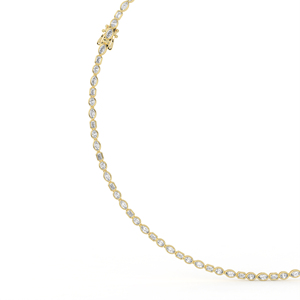 14K 18K Lab Grown Diamond Tennis Necklace Marquise Oval Emerald Cut Gold Bezel <b>Set</b> Multi Shape Luxury Choker Fine Wedding Party - Product Image 3