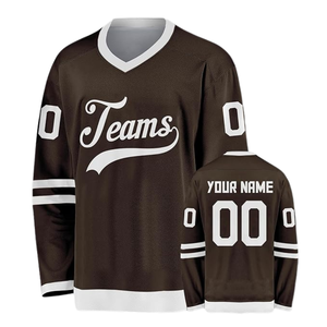 Maillot de hockey en polyester de qualité supérieure, antibactérien, imprimé avec le nom de l'équipe, votre nom et votre numéro, uniforme de hockey sur glace sublimé - Product Image 1