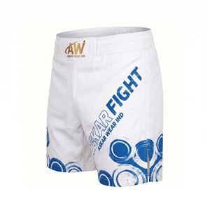 กางเกง MMA สีขาวสำหรับผู้ชาย ยี่ห้อ Askar Wear ลายพิมพ์แบบ Sublimation แห้งเร็ว ผลิตจากโพลีเอสเตอร์ เหมาะสำหรับศิลปะการต่อสู้แบบผสมผสาน ทรงปกติสำหรับผู้ใหญ่ - Product Image 2