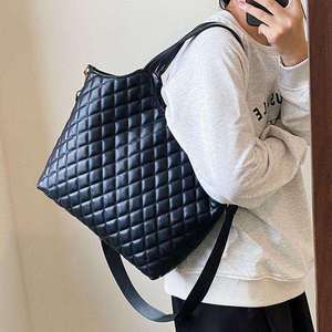 Oversized Genuine <b>Leather</b> Women's Tote <b>Bag</b> <b>Soft</b> Shoulder Quilted Spacious Fashion Polyester Birthday Large Capacity for Daily - Product Image 6