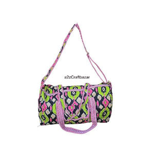 Sac de voyage matelassé coloré fait main en tissu 100 % coton à imprimé floral pour femmes, grand sac fourre-tout promotionnel à motifs blocs - Product Image 3