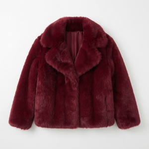 Women's Burgundy Rabbit Fur & Hooded Vintage <b>Maternity</b> Coat Luxury Warm <b>Winter</b> Plush <b>Jacket</b> Regular Sleeve Fashion Outerwear - Product Image 5