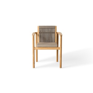 Minimalist Wooden <b>Dining</b> <b>Chair</b> with Armrest and Soft Upholstery Cushion – Modern Furniture for Restaurant, and Hospitality Use - Product Image 1