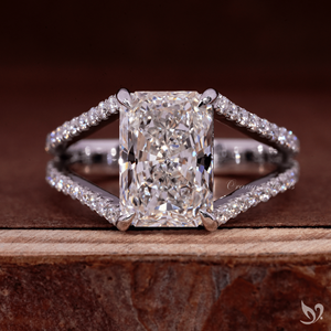 3CT Radiant Cut Lab Grown Diamond Engagement Wedding <b>Ring</b> 10K White Gold <b>Split</b> Pave Band IGI Certified Diamond <b>Ring</b> for Women - Product Image 1