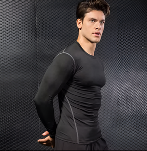 Rashguard de manga larga con logotipo personalizado OEM para hombre, mallas deportivas de secado rápido para gimnasio, ropa deportiva de manga larga - Product Image 2