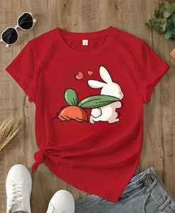 T-shirt d'été personnalisé en coton écologique avec imprimé papillon pastel, appliques en denim et velours côtelé, et décoration perlée - Product Image 4