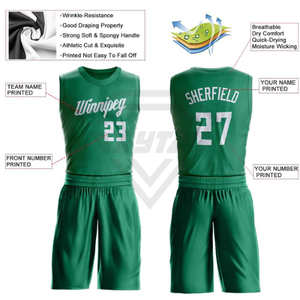 Uniformes de basket-ball sublimés sur mesure, fabricant OEM, ensemble maillot et short en mesh vert pour hommes, vêtements d'entraînement pour équipes. - Product Image 4